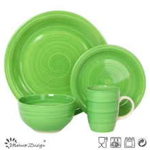 Mão de cor verde pintura 16PCS jantar conjunto